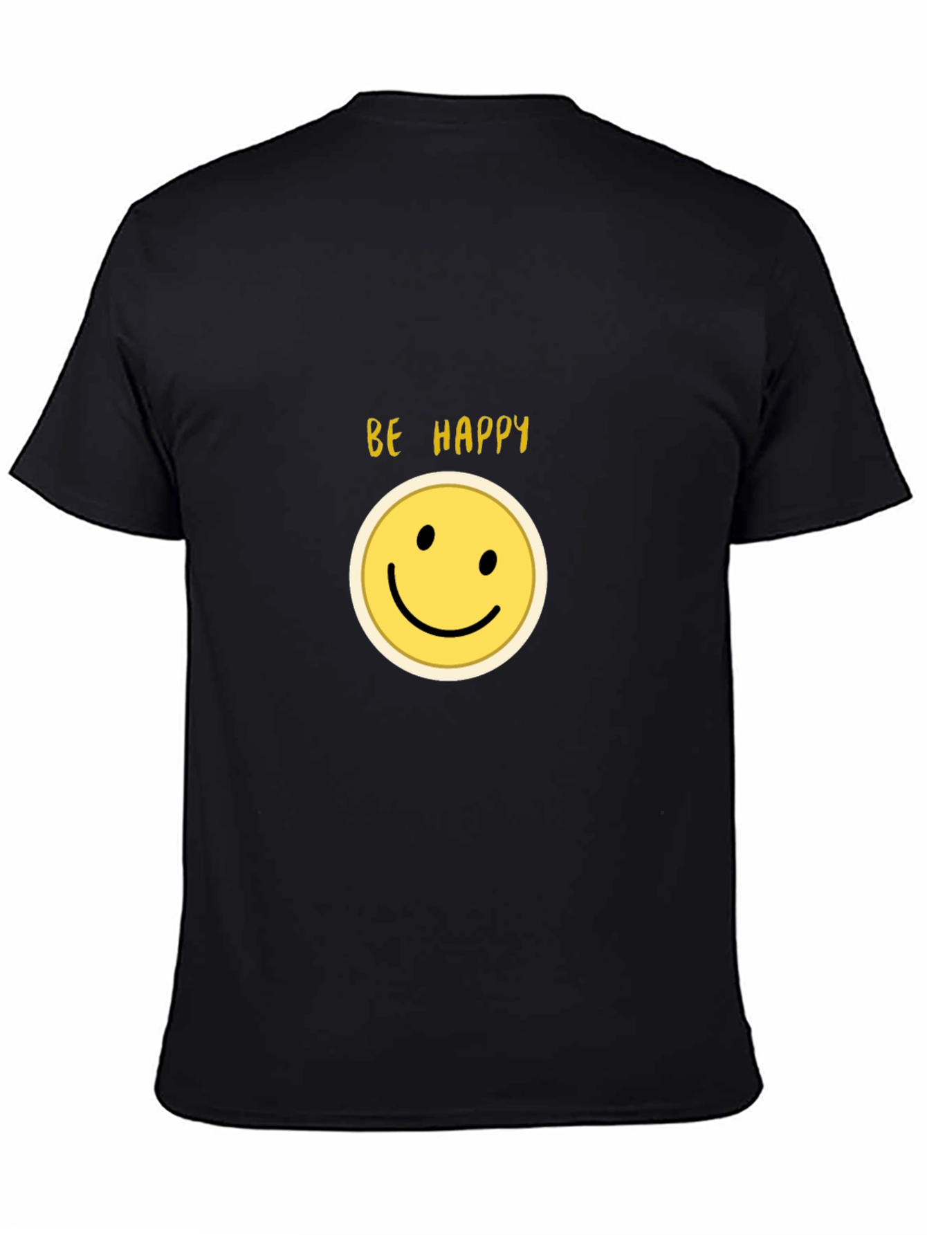 Be Happy Smiley Face Black T-Shirt