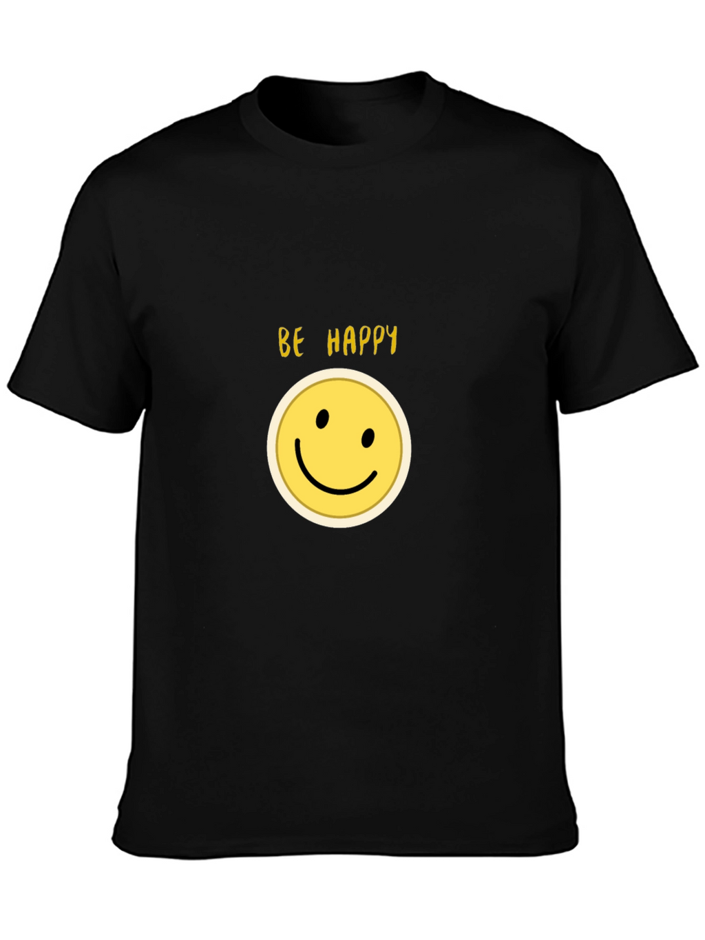 Be Happy Smiley Face Black T-Shirt