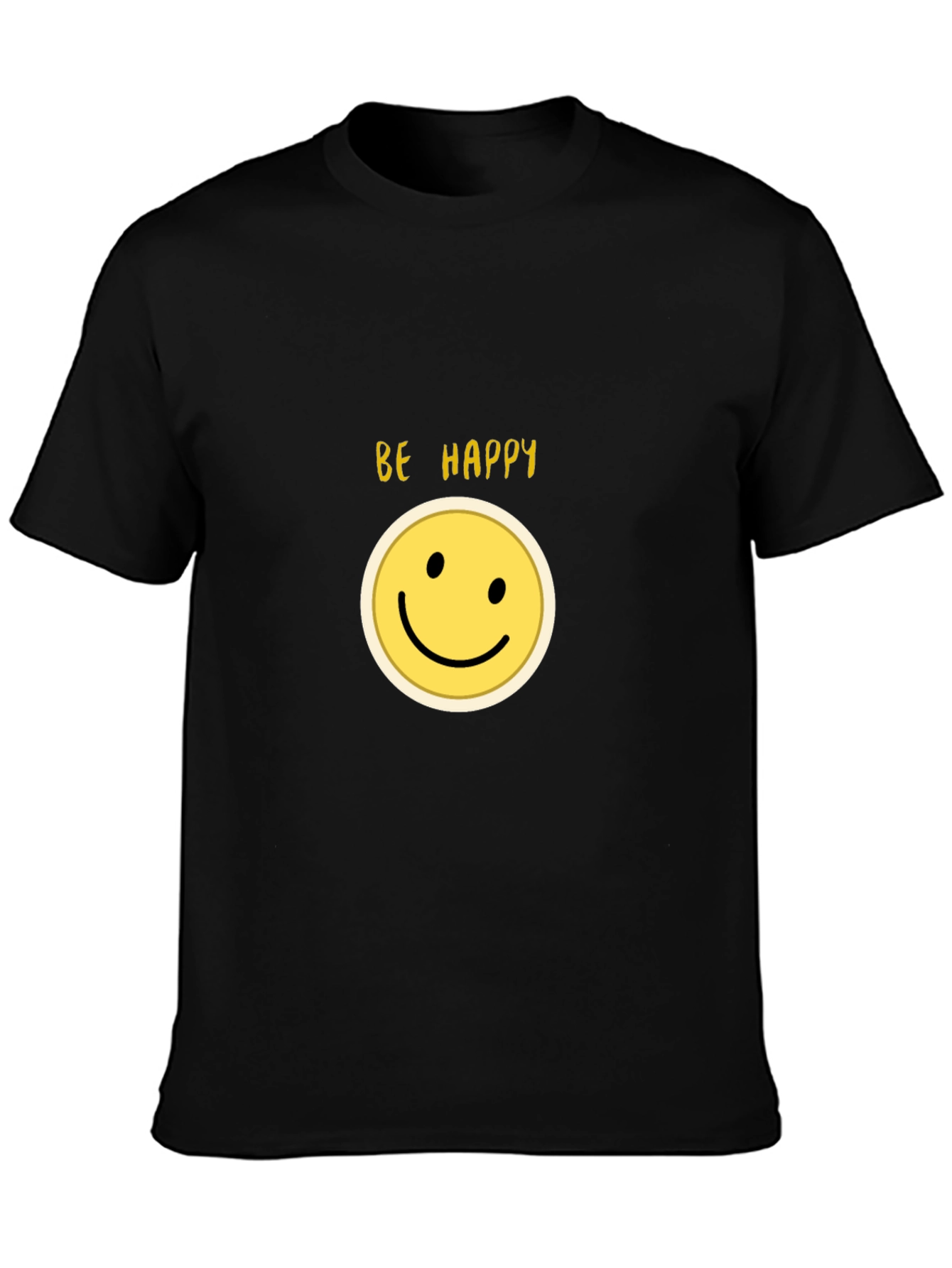 Be Happy Smiley Face Black T-Shirt