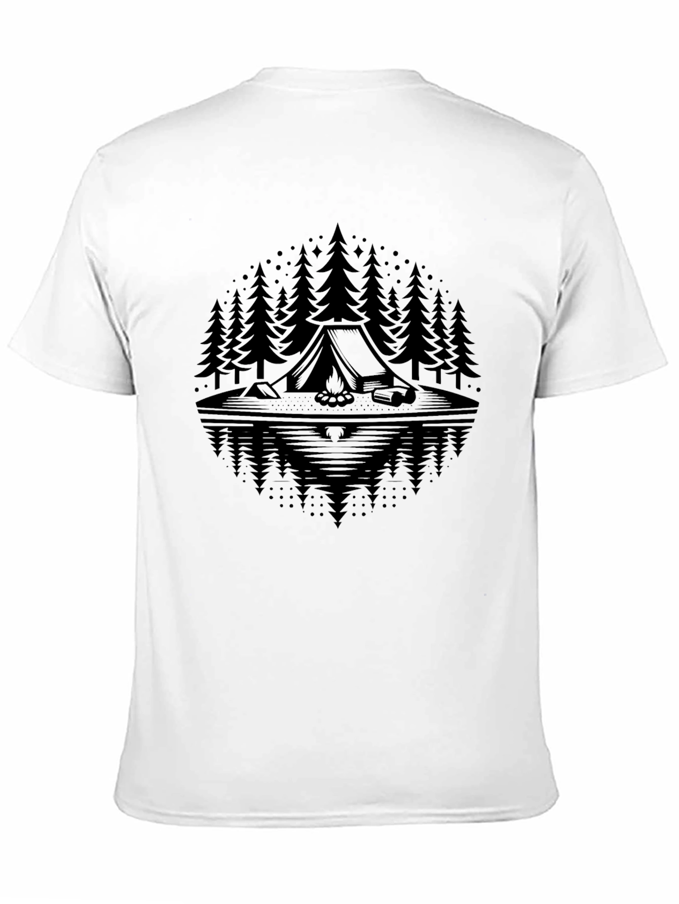 Camping Scene Graphic Tee - Black