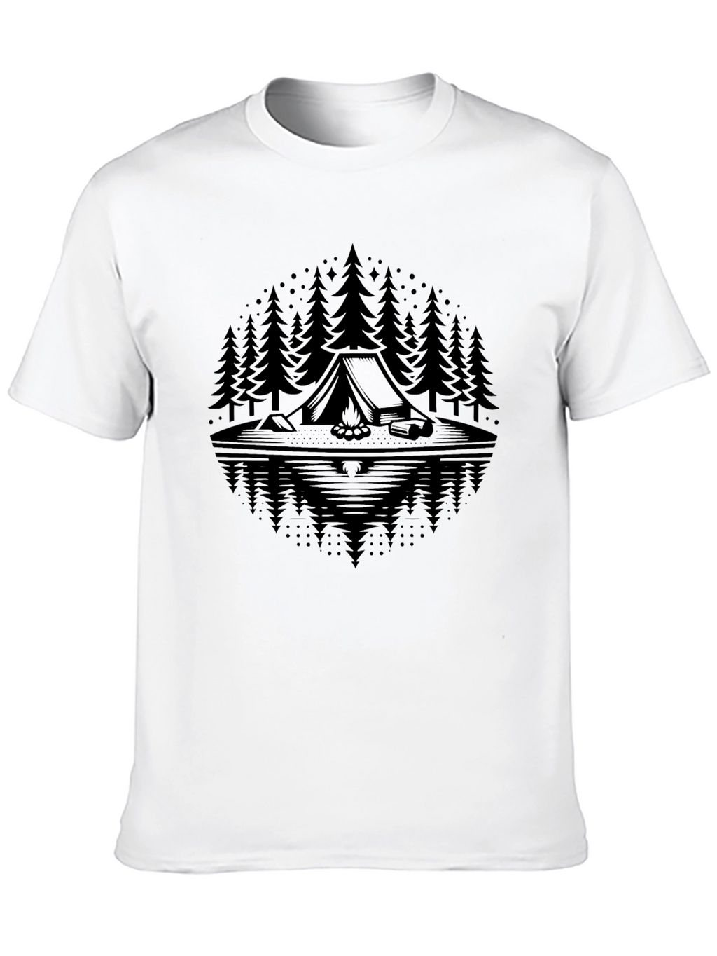 Camping Scene Graphic Tee - Black