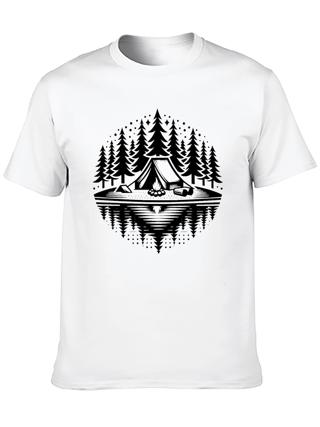 Camping Scene Graphic Tee - Black