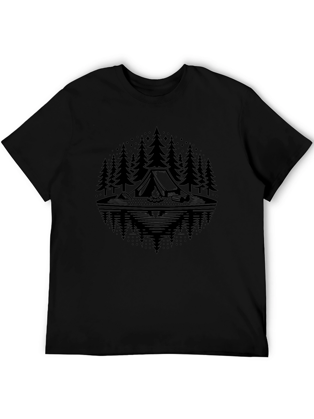 Camping Scene Graphic Tee - Black