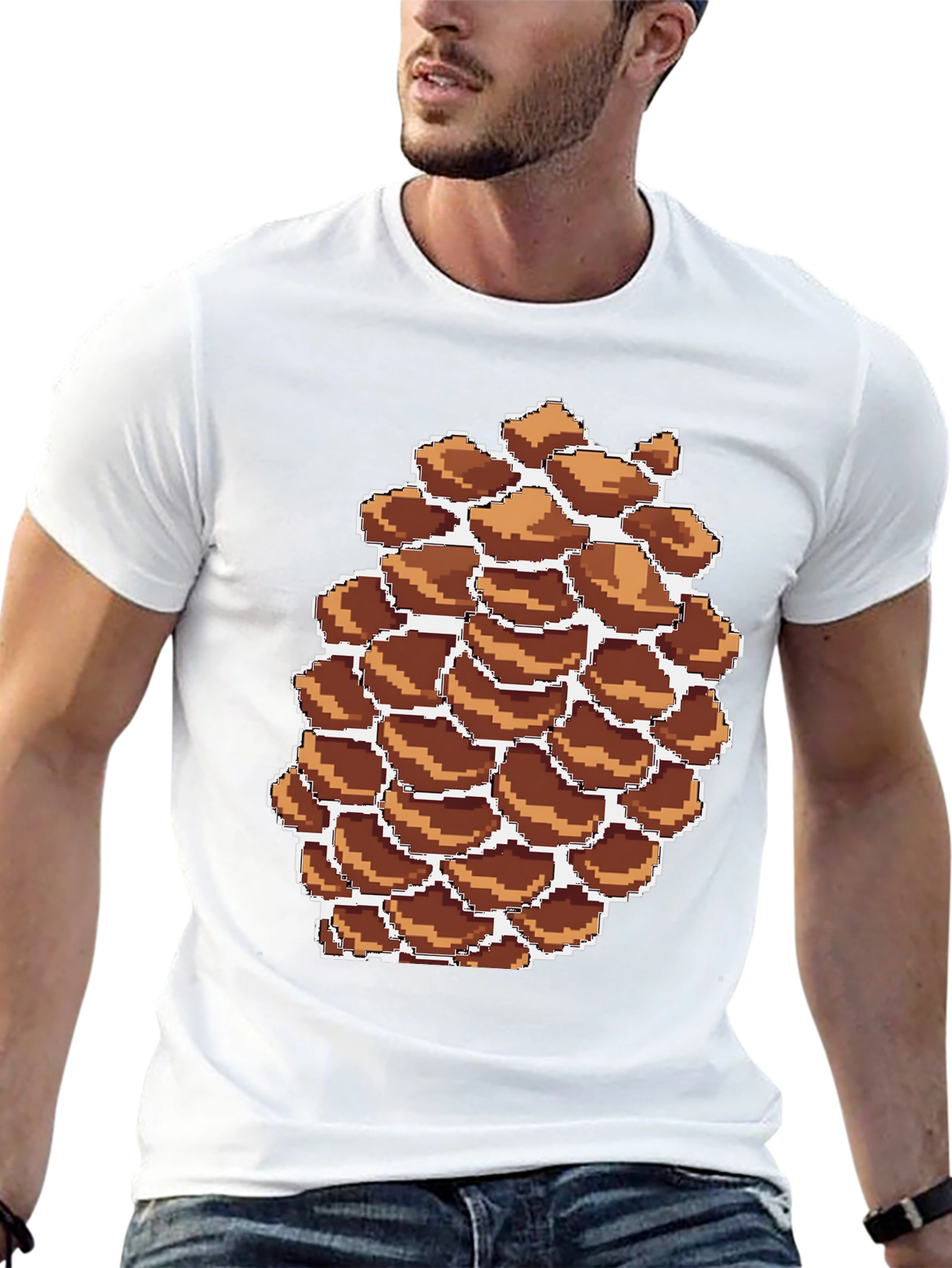 Pixel Pinecone Graphic Tee - Nature Lovers Shirt