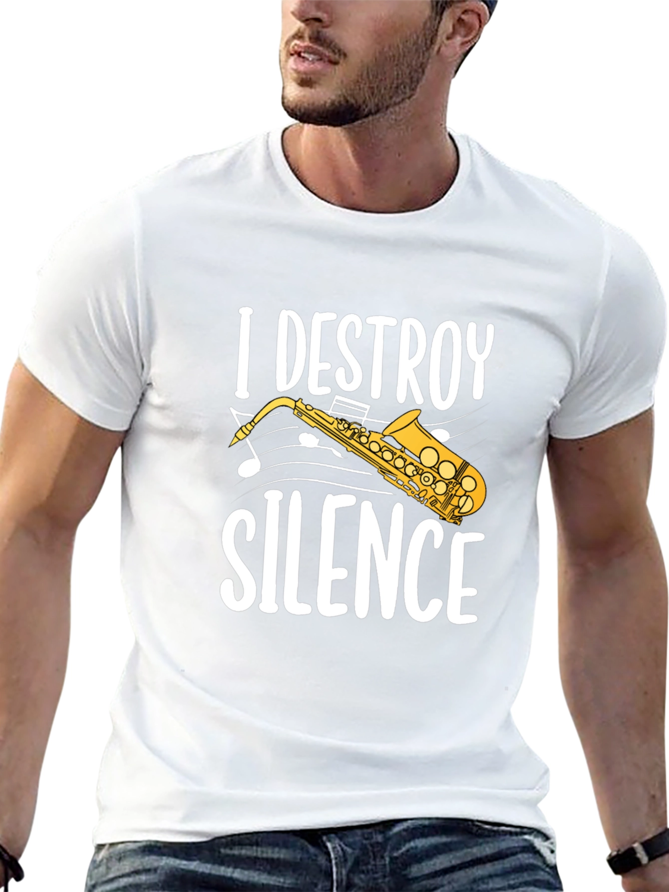 I Destroy Silence Saxophone Graphic Tee