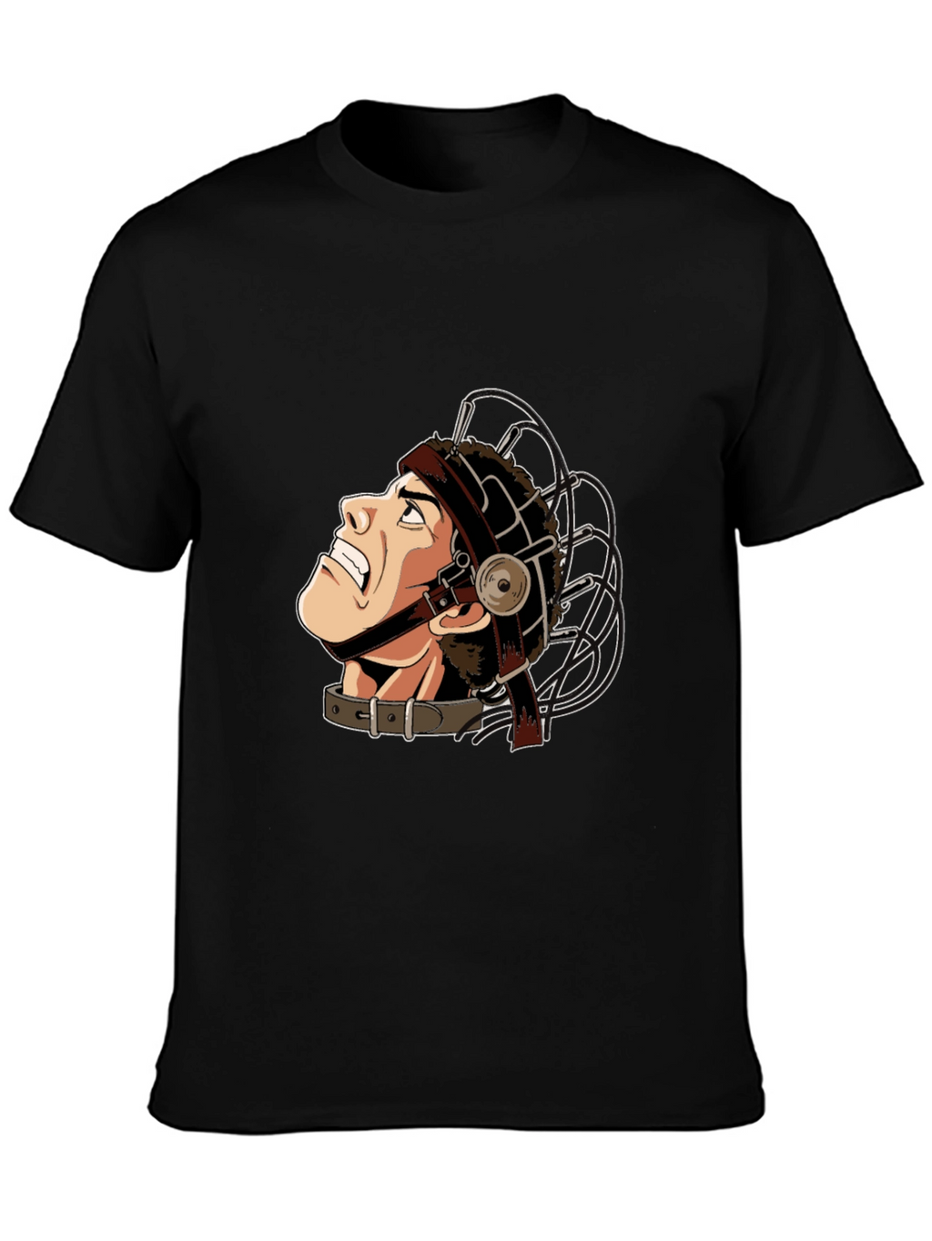 Black T-Shirt with Humorous Illustration