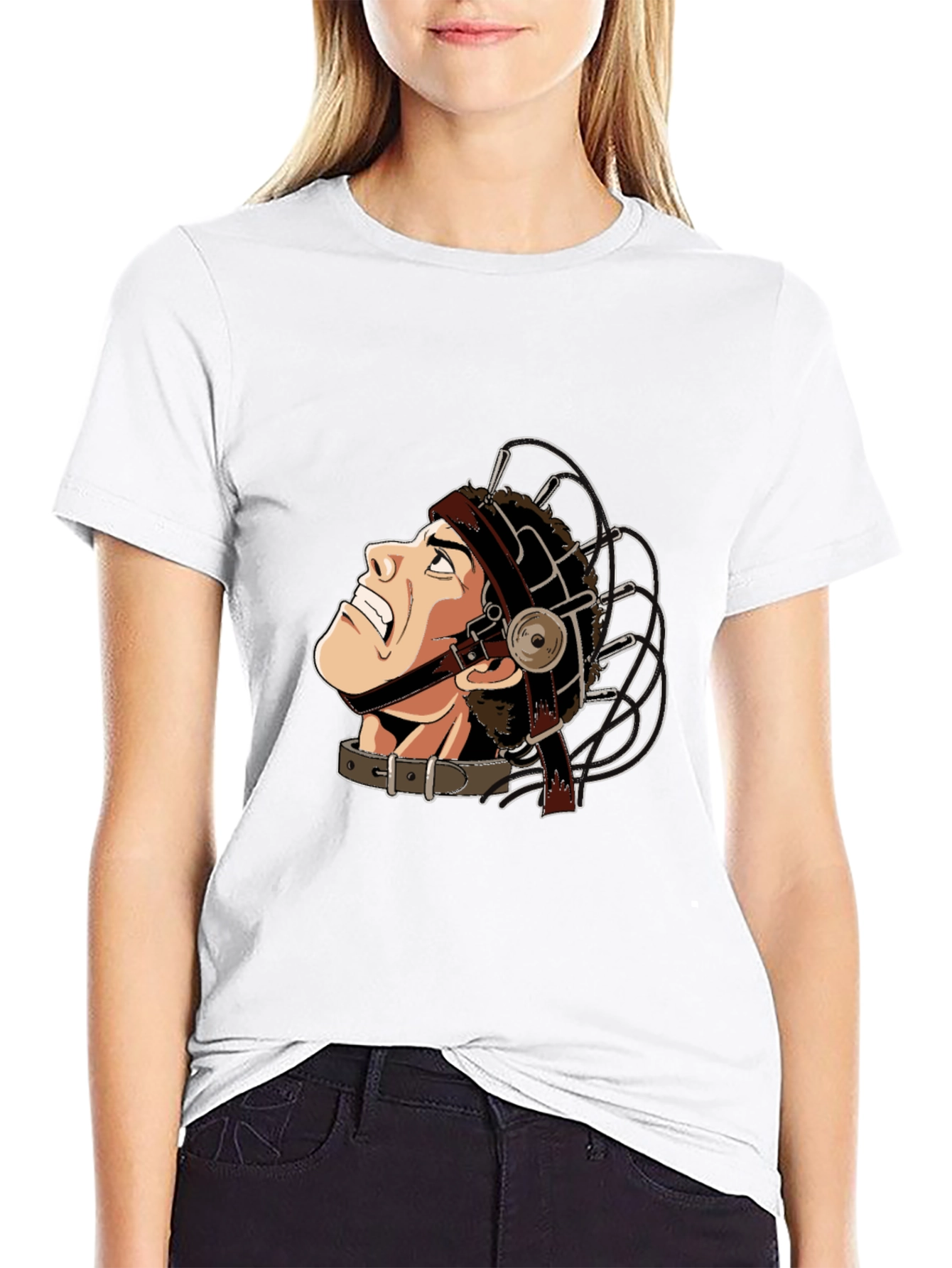 Black T-Shirt with Humorous Illustration