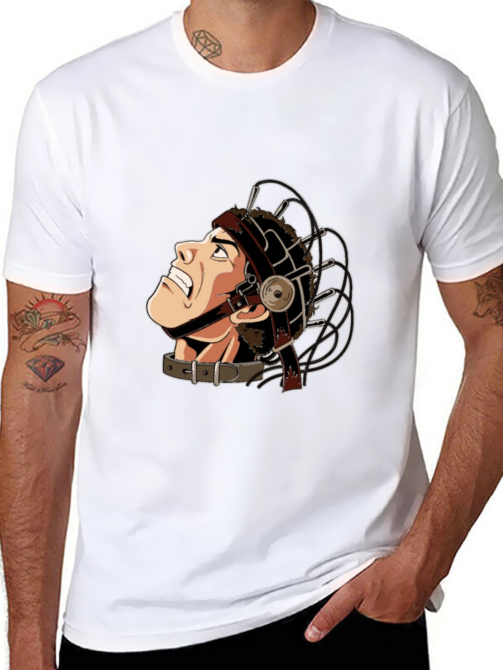Black T-Shirt with Humorous Illustration