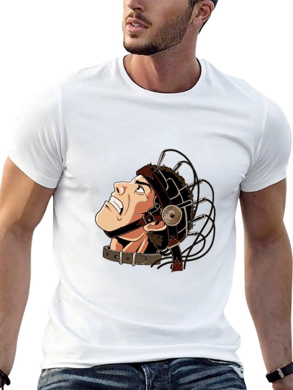 Black T-Shirt with Humorous Illustration