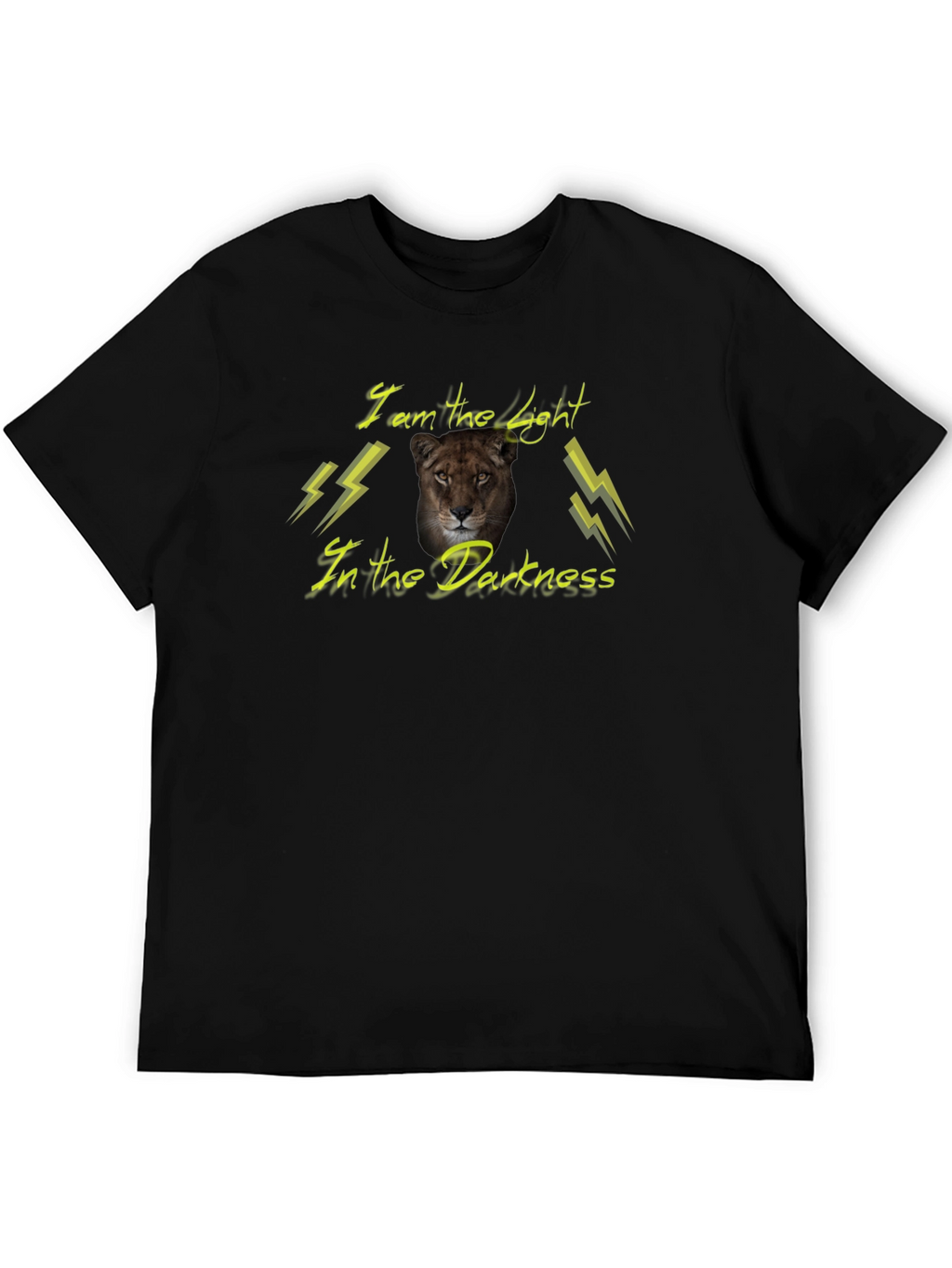 Lion I Am The Light Mens Black T-Shirt