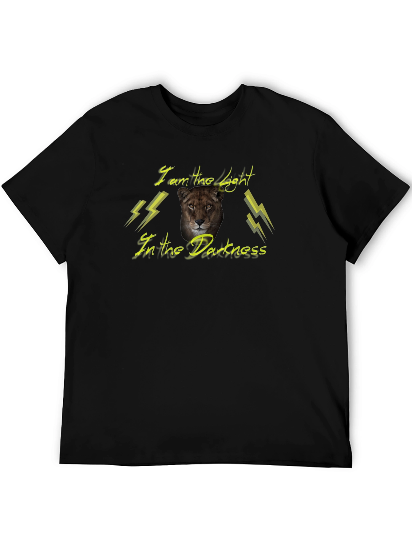 Lion I Am The Light Mens Black T-Shirt