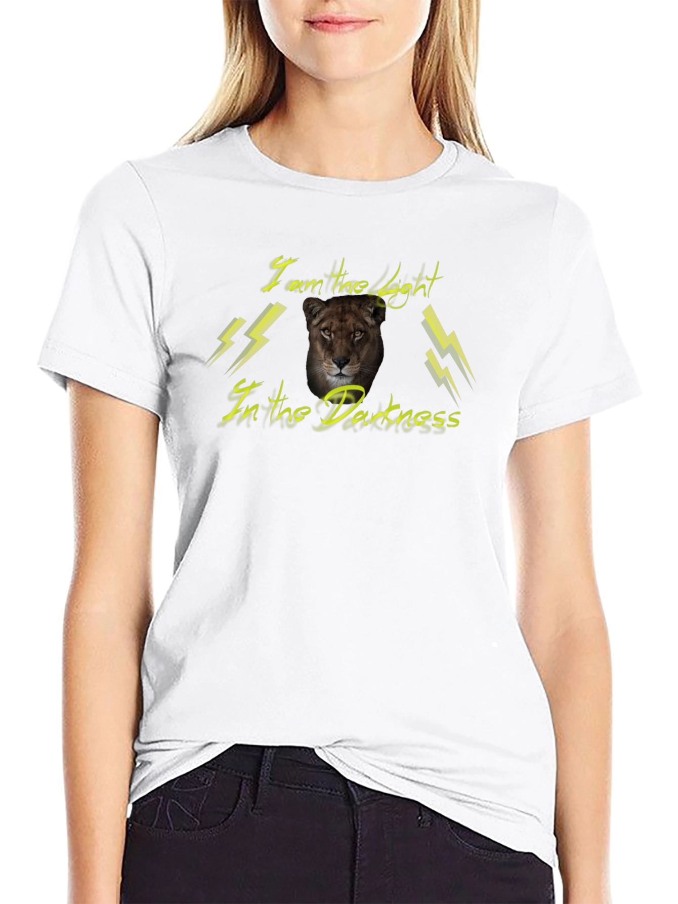 Lion I Am The Light Mens Black T-Shirt