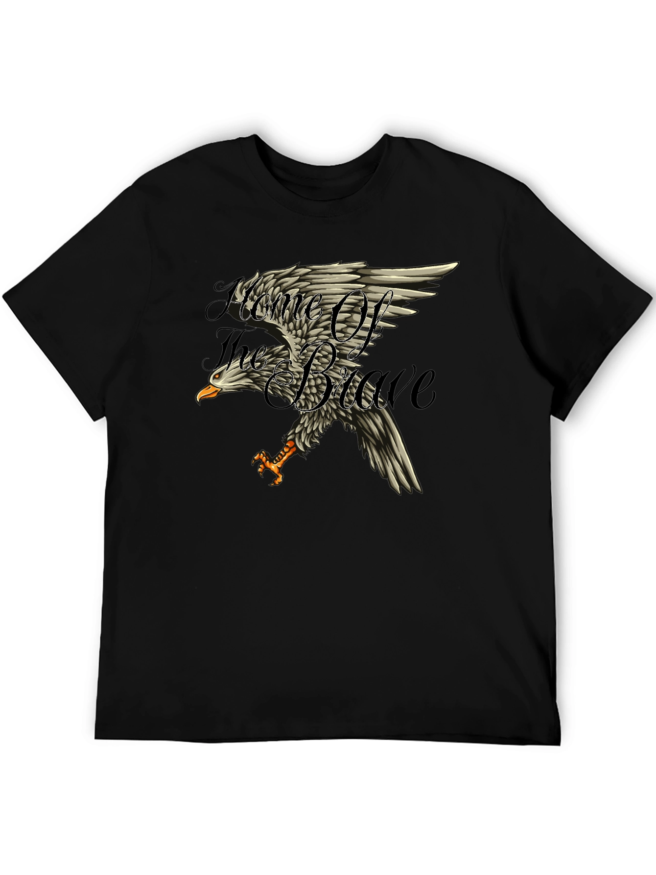 Bold Eagle Graphic Tee - Home of The Brave Black T-Shirt