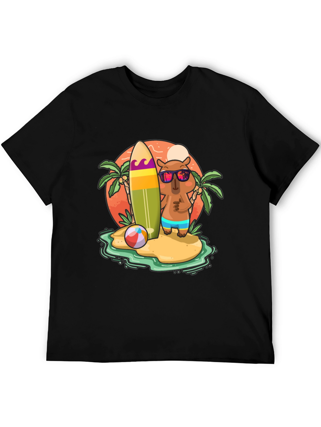 Summer Capybara T-Shirt - Beach Vibes