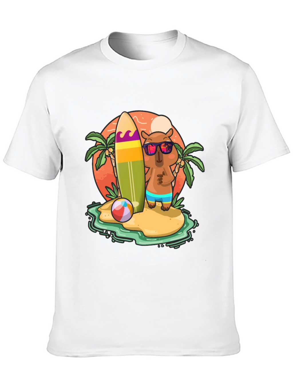 Summer Capybara T-Shirt - Beach Vibes