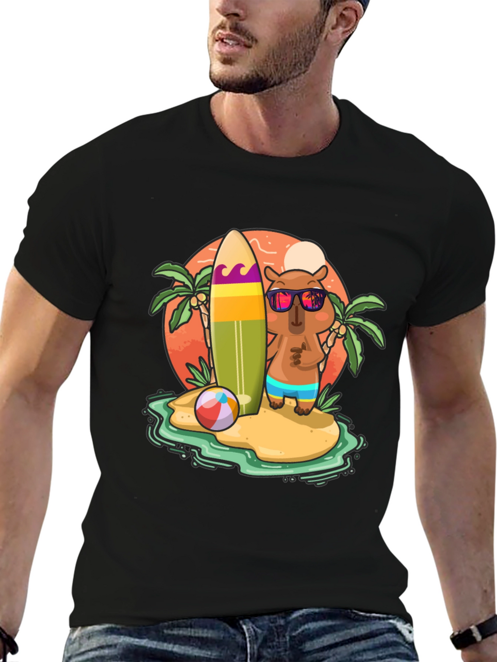 Summer Capybara T-Shirt - Beach Vibes