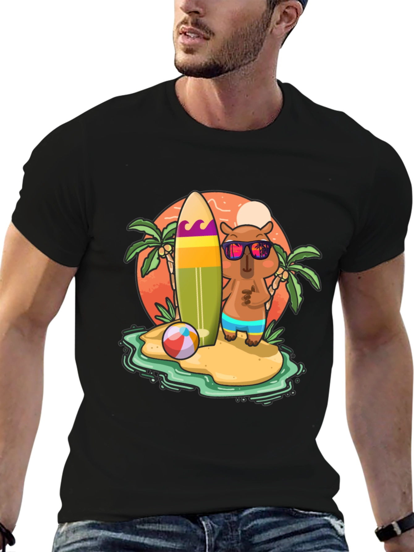 Summer Capybara T-Shirt - Beach Vibes