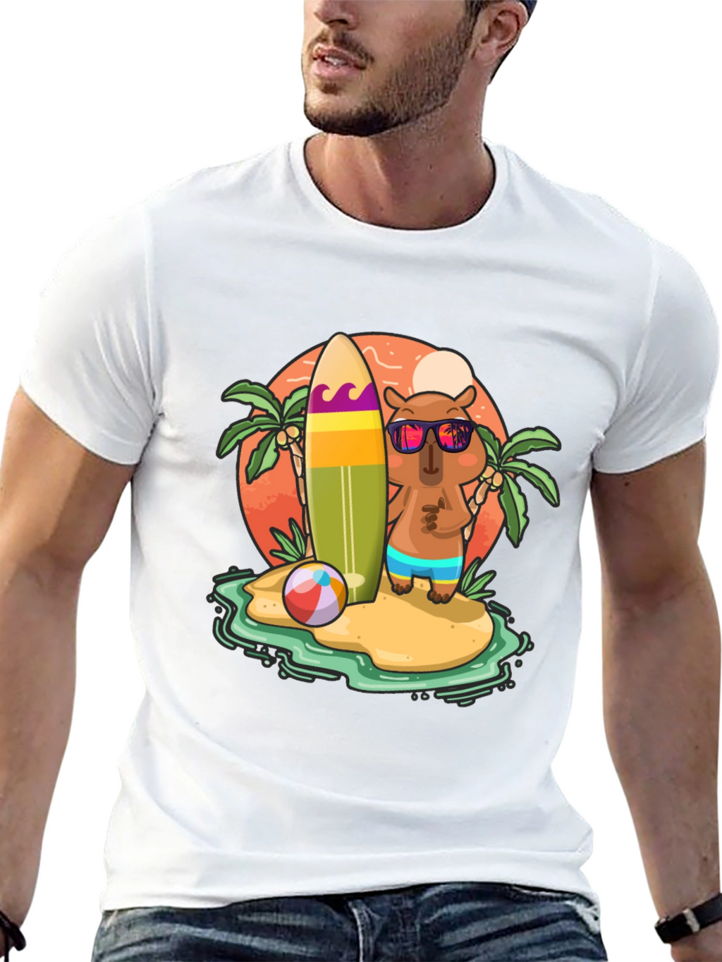 Summer Capybara T-Shirt - Beach Vibes