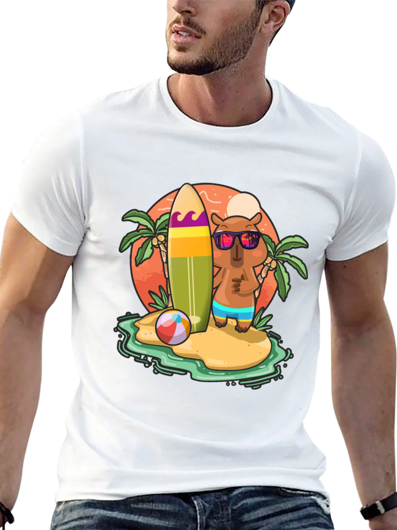 Summer Capybara T-Shirt - Beach Vibes