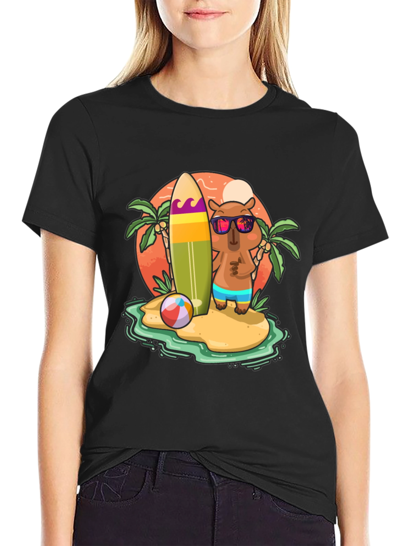 Summer Capybara T-Shirt - Beach Vibes