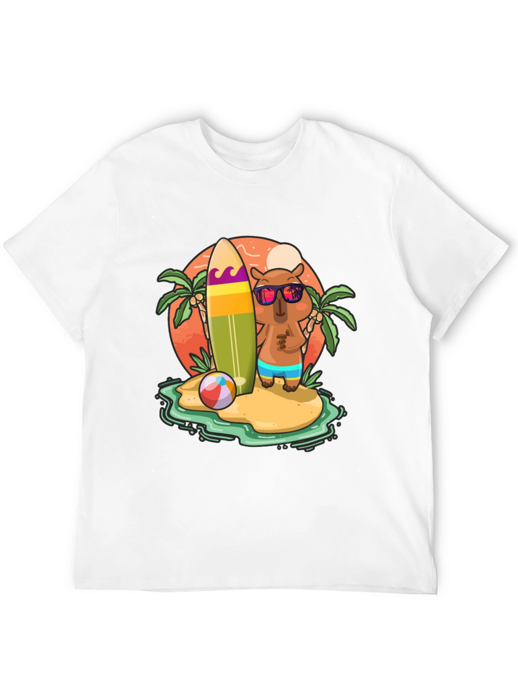 Summer Capybara T-Shirt - Beach Vibes
