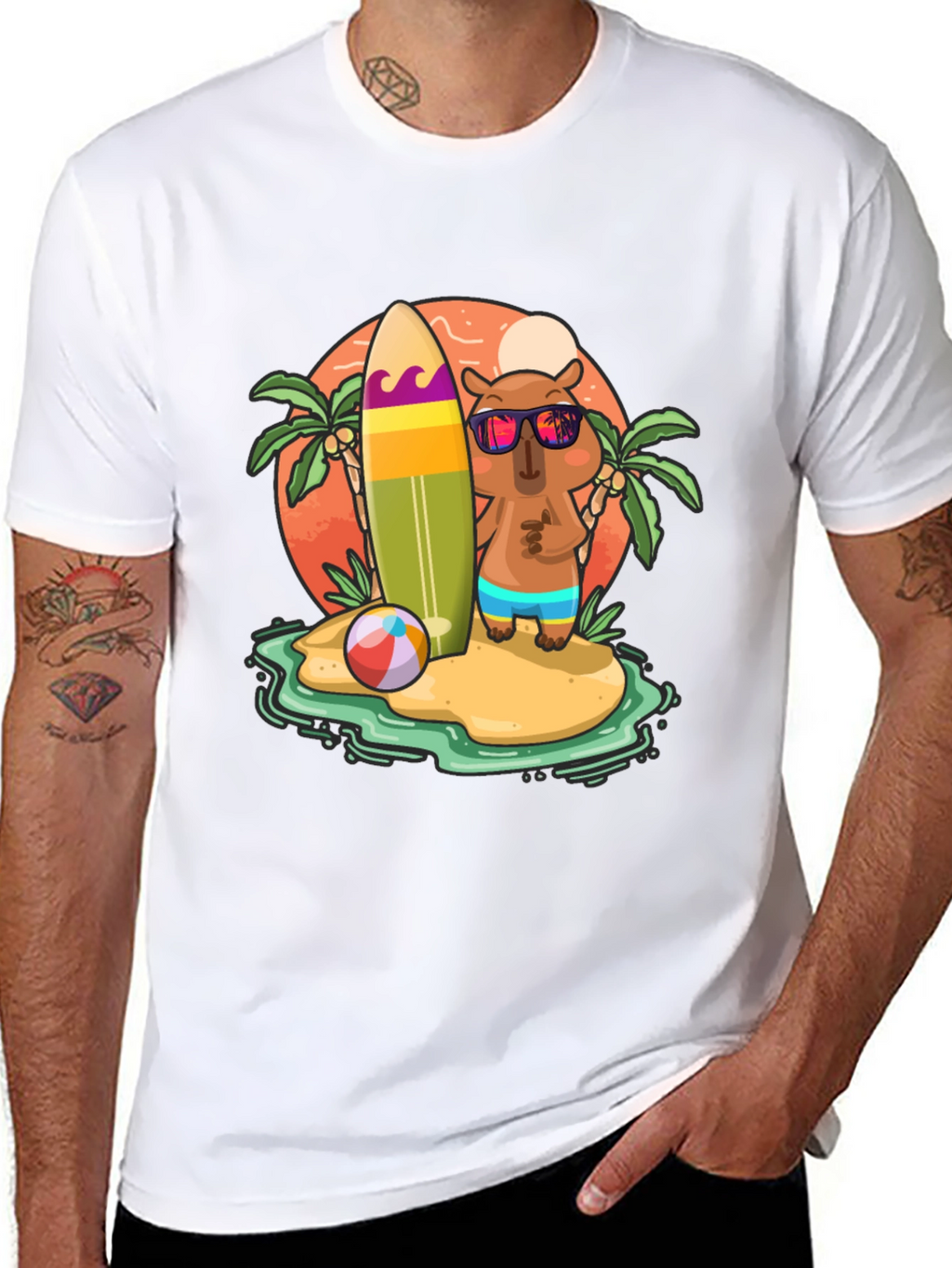 Summer Capybara T-Shirt - Beach Vibes