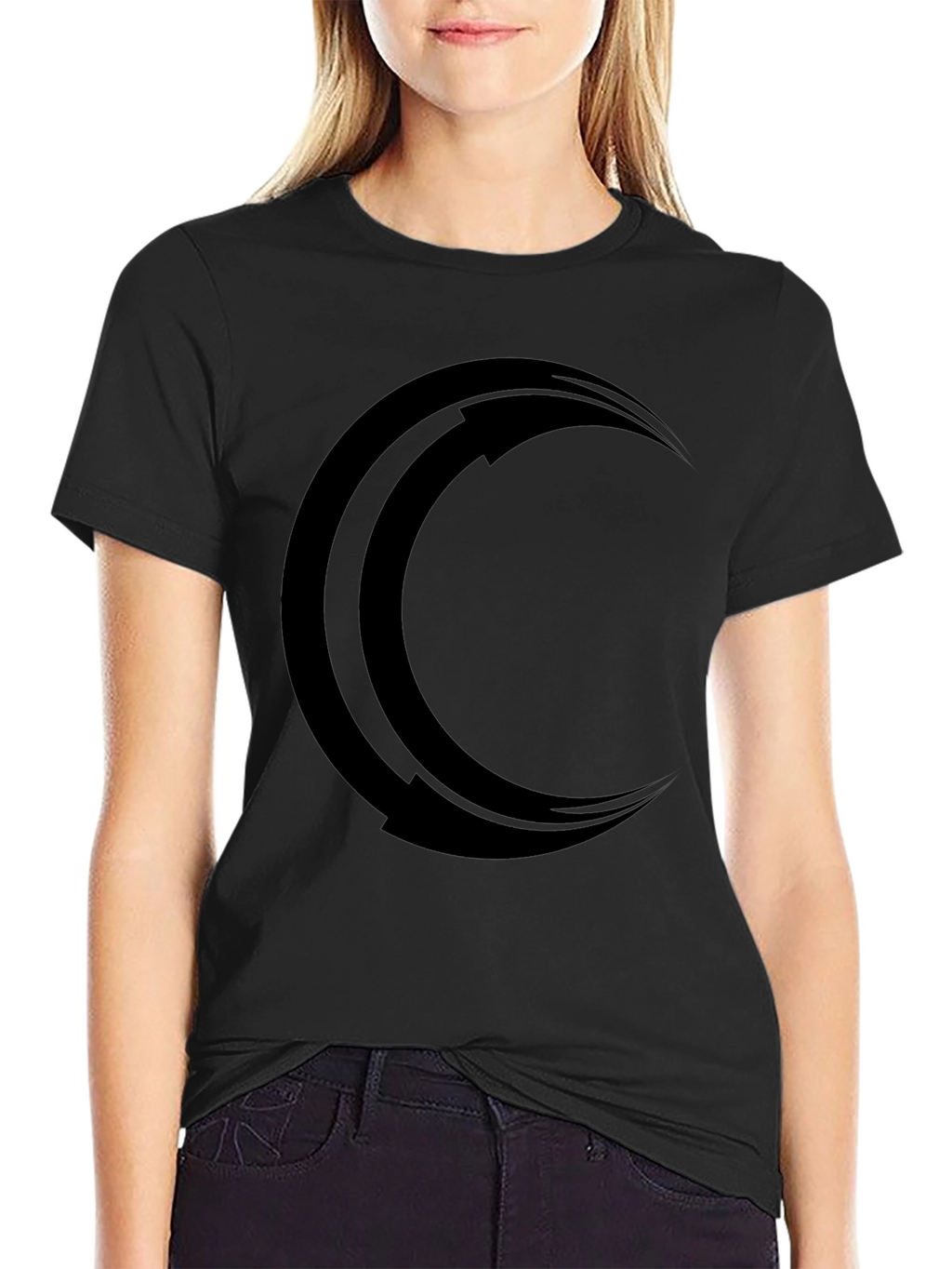 Mens Black Crescent Moon Graphic Tee