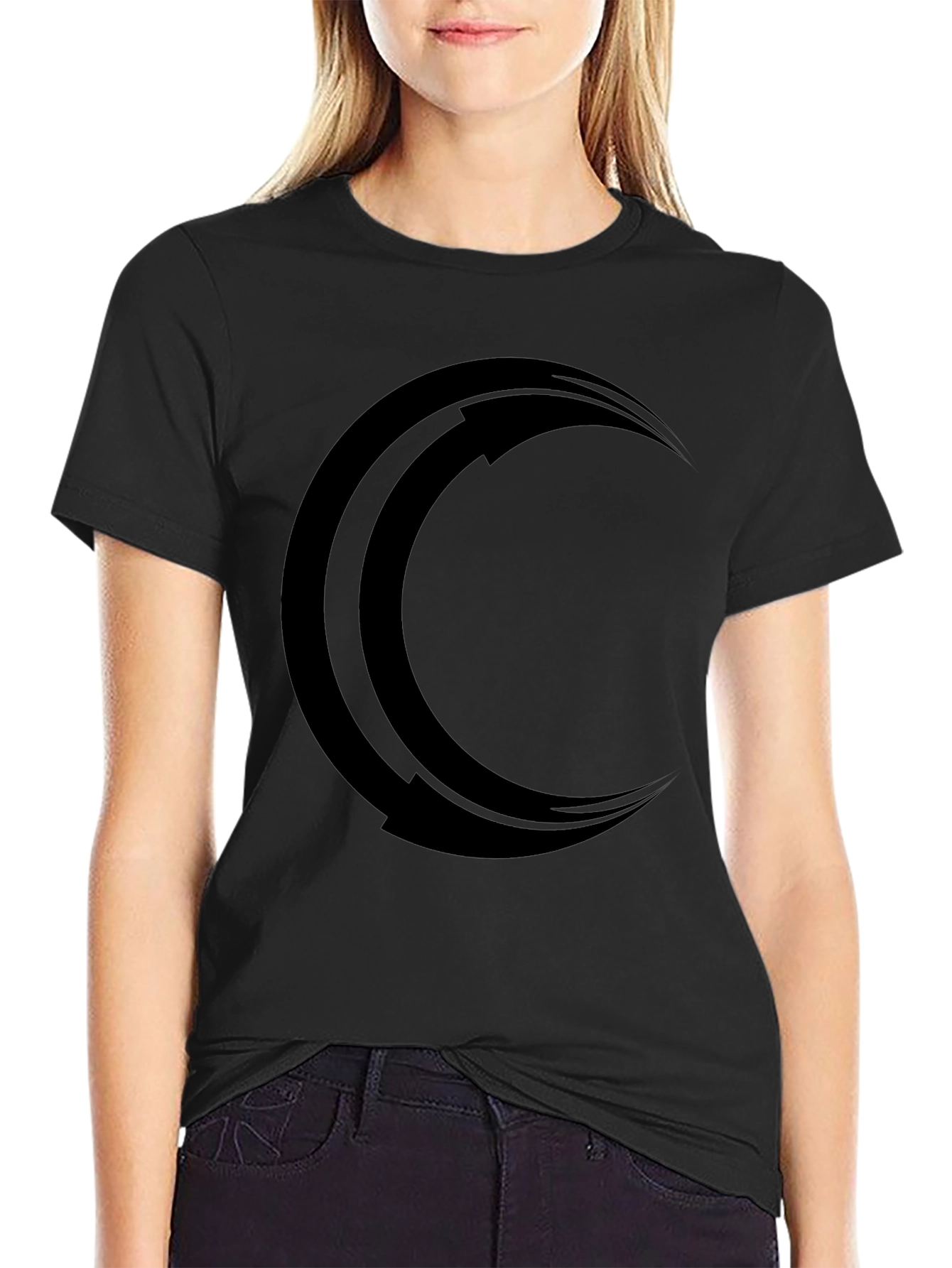 Mens Black Crescent Moon Graphic Tee