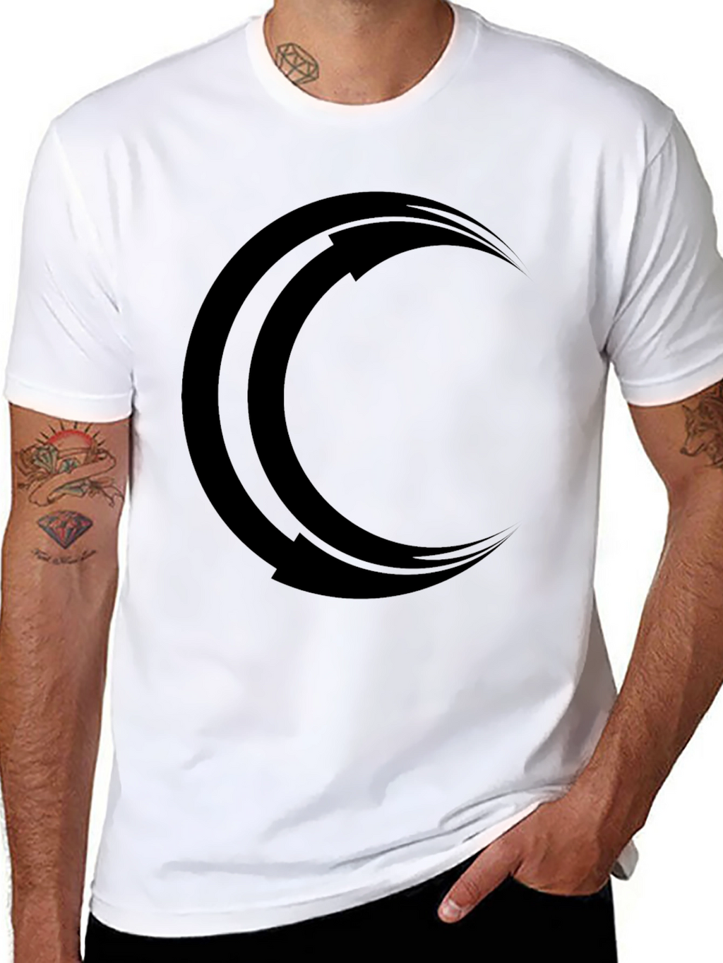 Mens Black Crescent Moon Graphic Tee