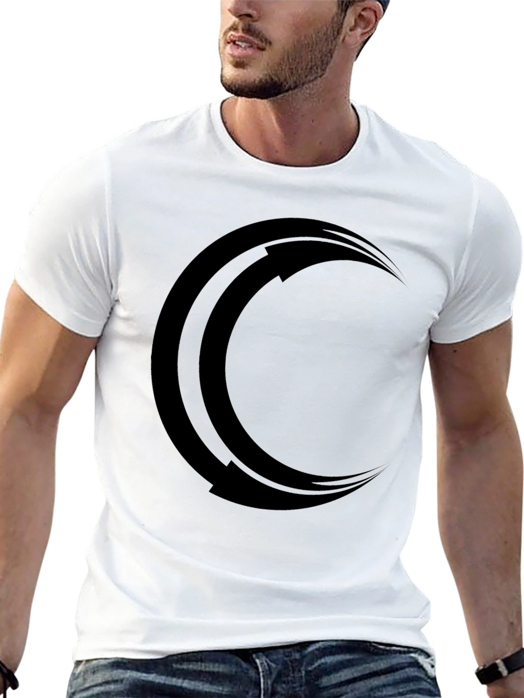 Mens Black Crescent Moon Graphic Tee