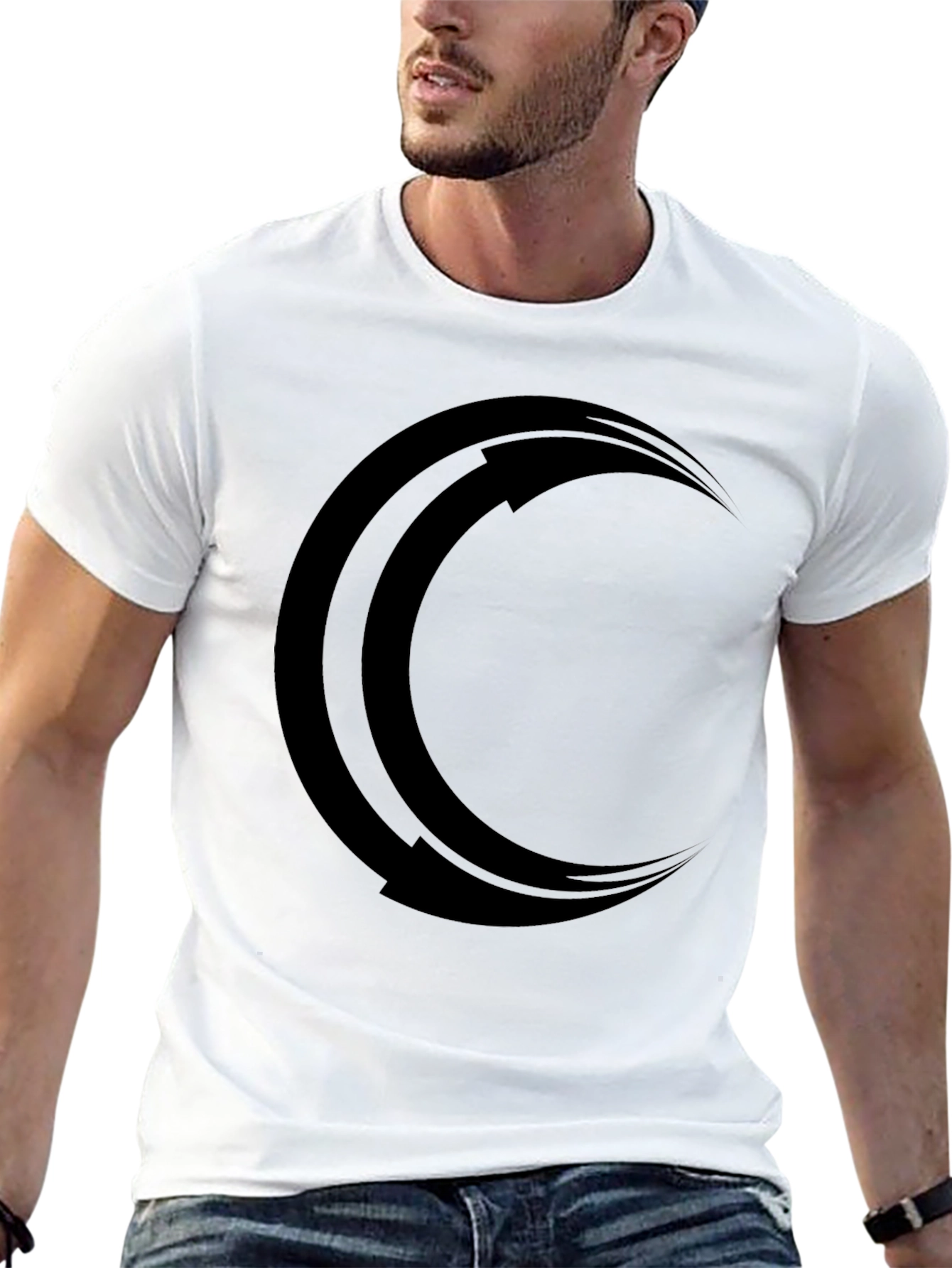 Mens Black Crescent Moon Graphic Tee