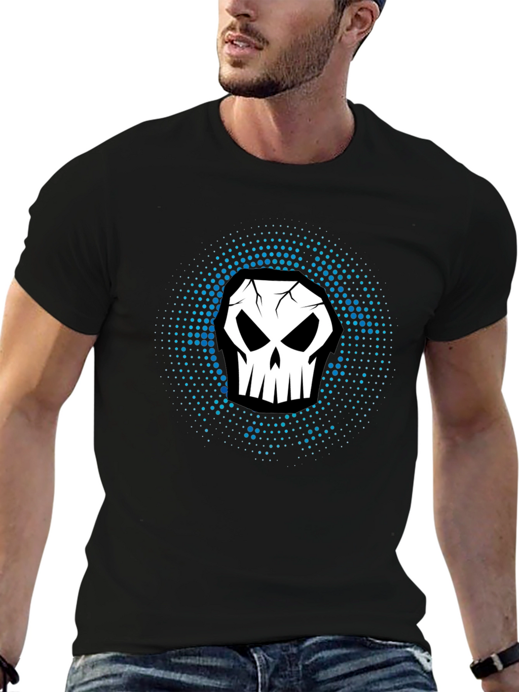 Skull Graphic Print Black T-Shirt