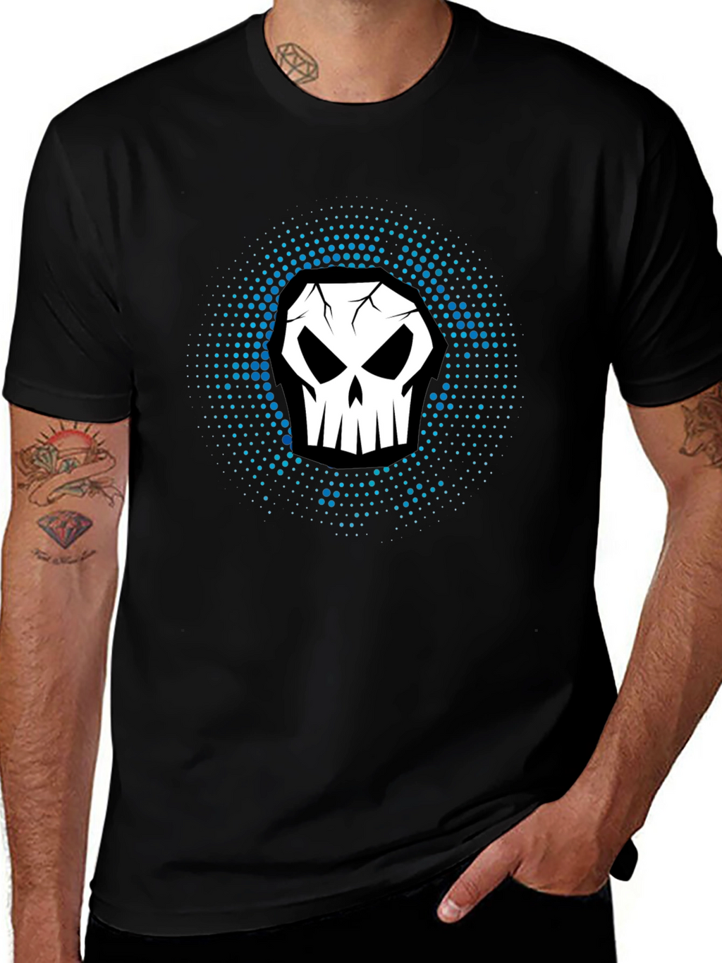Skull Graphic Print Black T-Shirt
