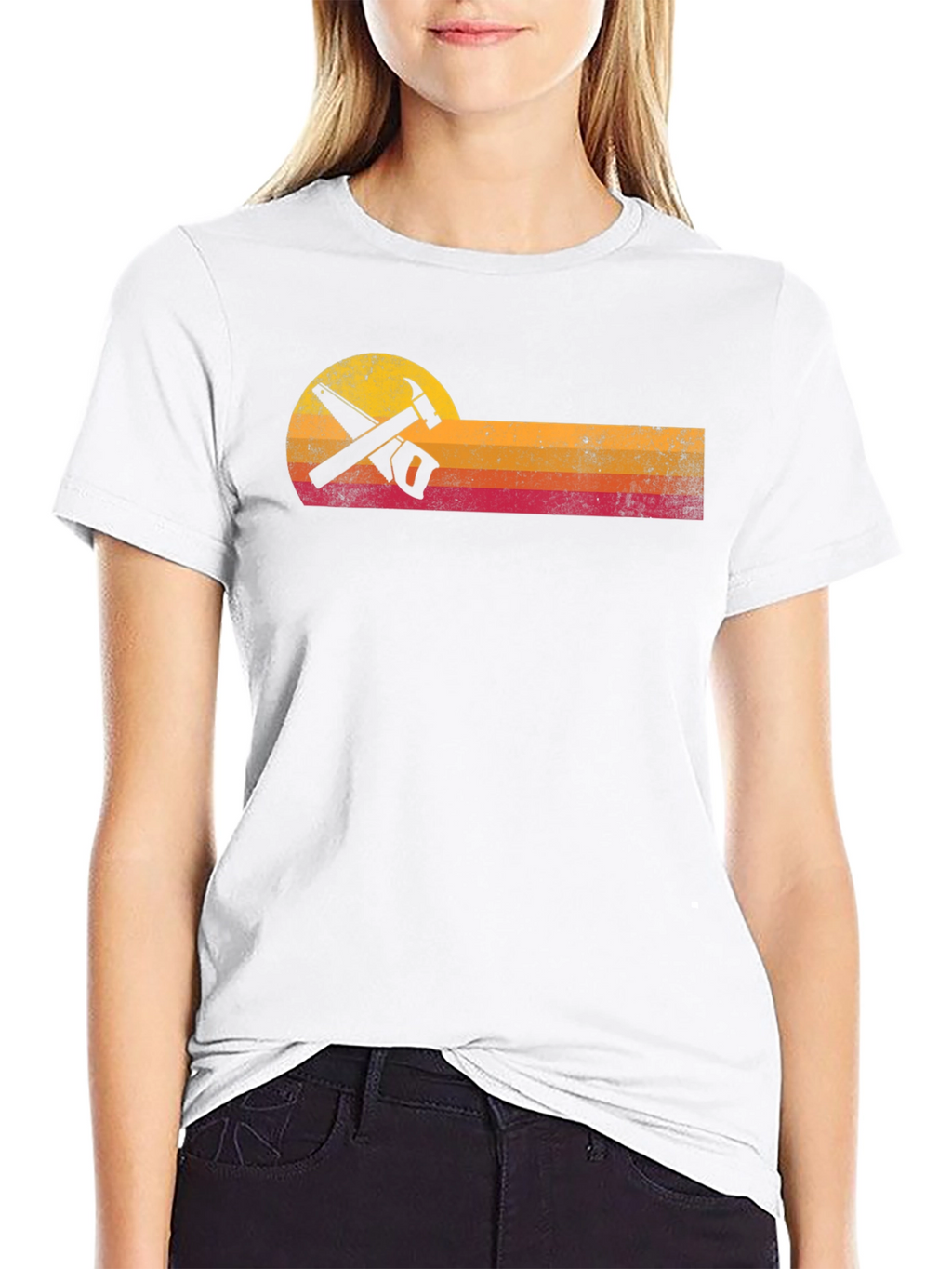 Retro Carpenter T-Shirt - Hammer & Saw Design