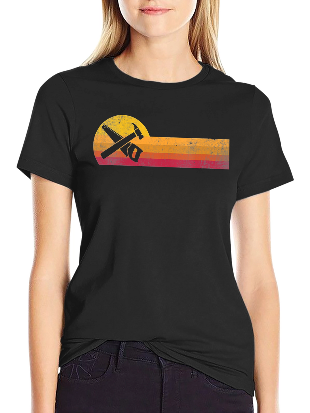 Retro Carpenter T-Shirt - Hammer & Saw Design