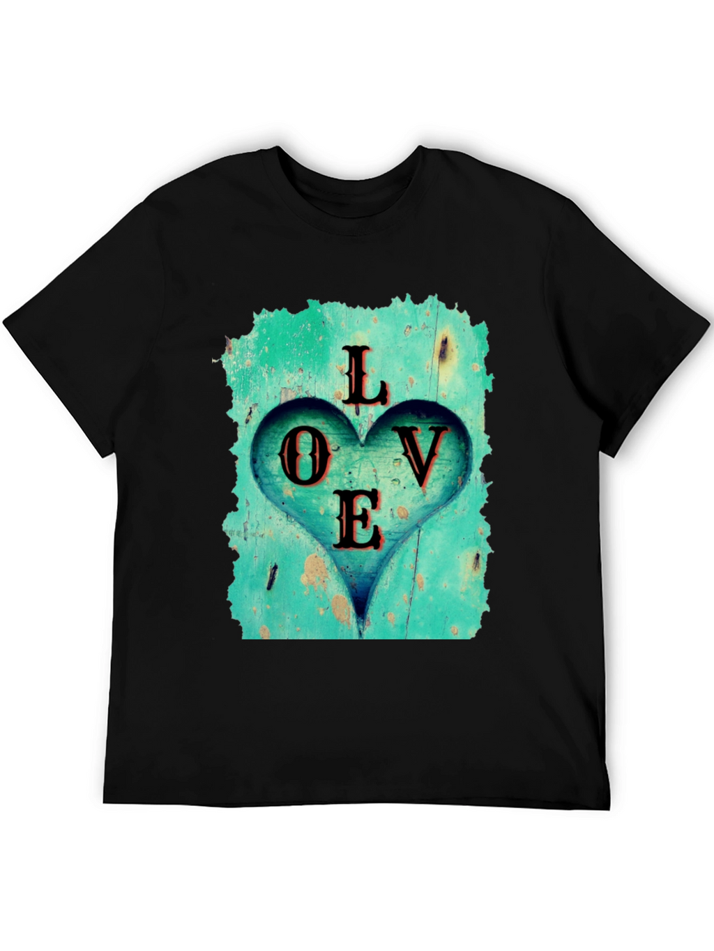 Love Heart Graphic Tee - Black Casual T-Shirt