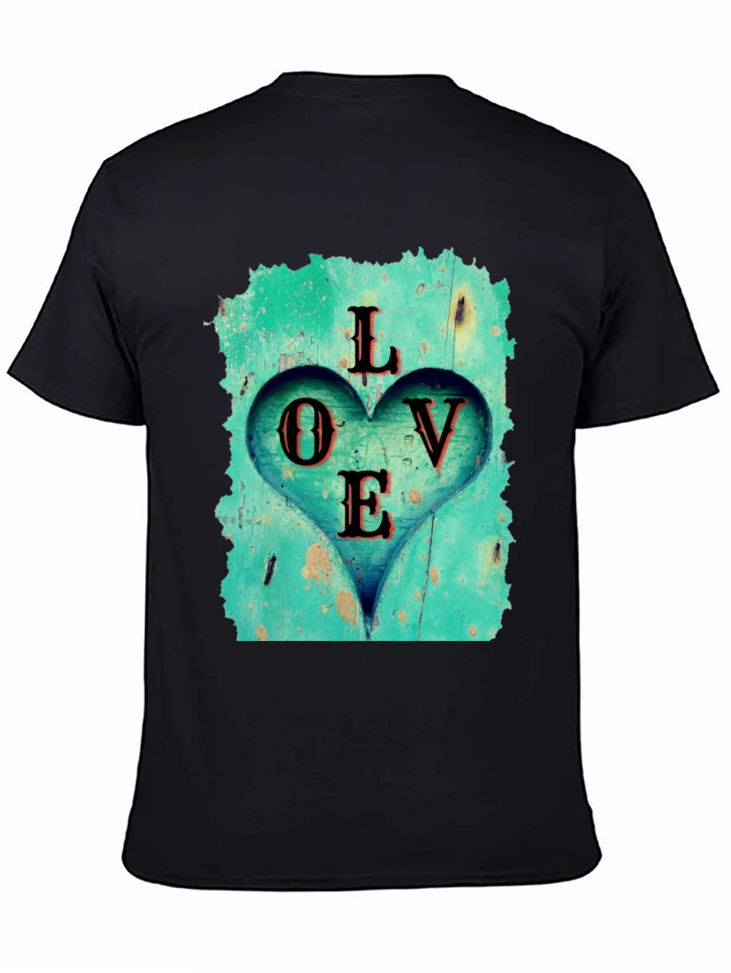 Love Heart Graphic Tee - Black Casual T-Shirt