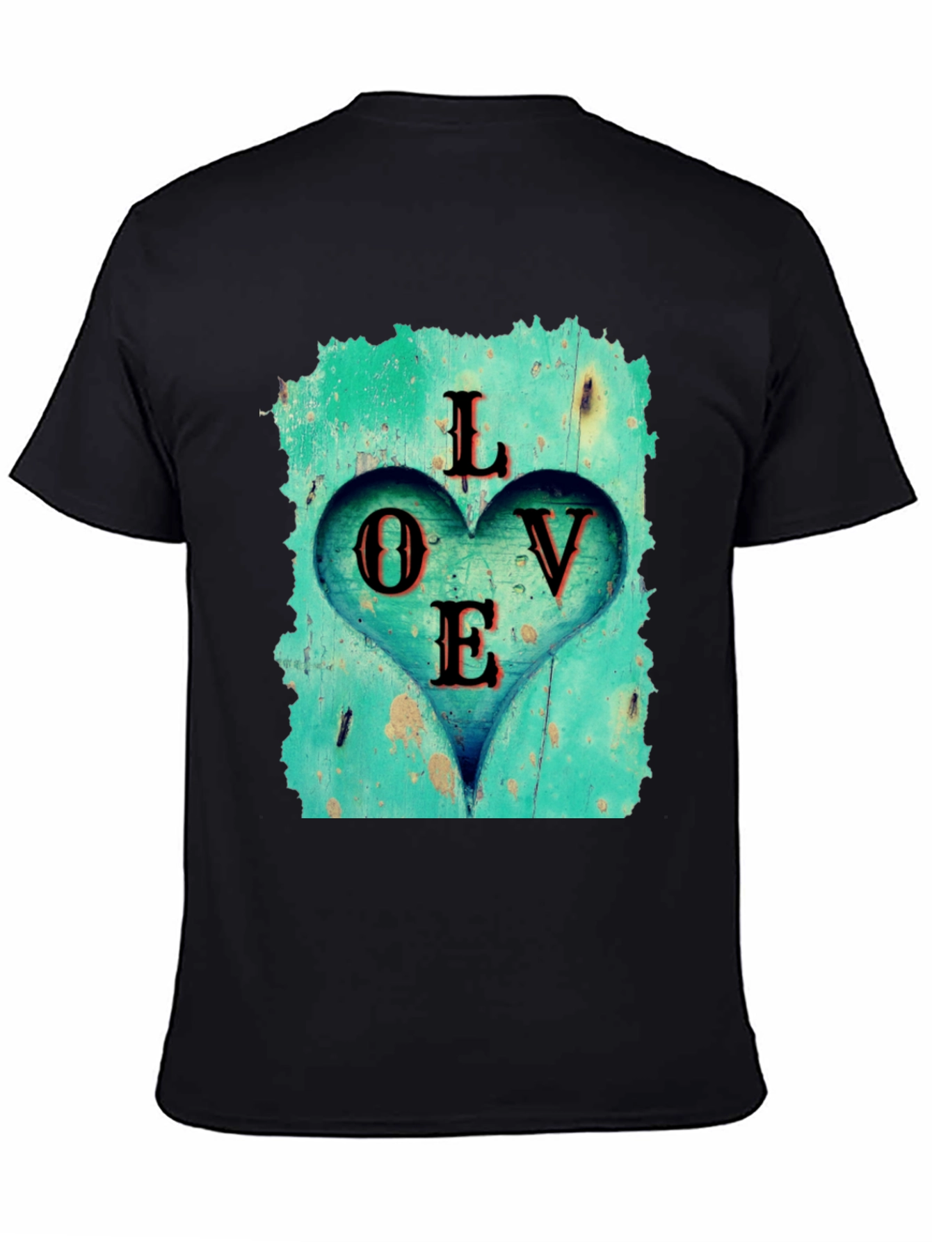 Love Heart Graphic Tee - Black Casual T-Shirt
