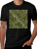 Green Leopard Print Crew Neck Tee