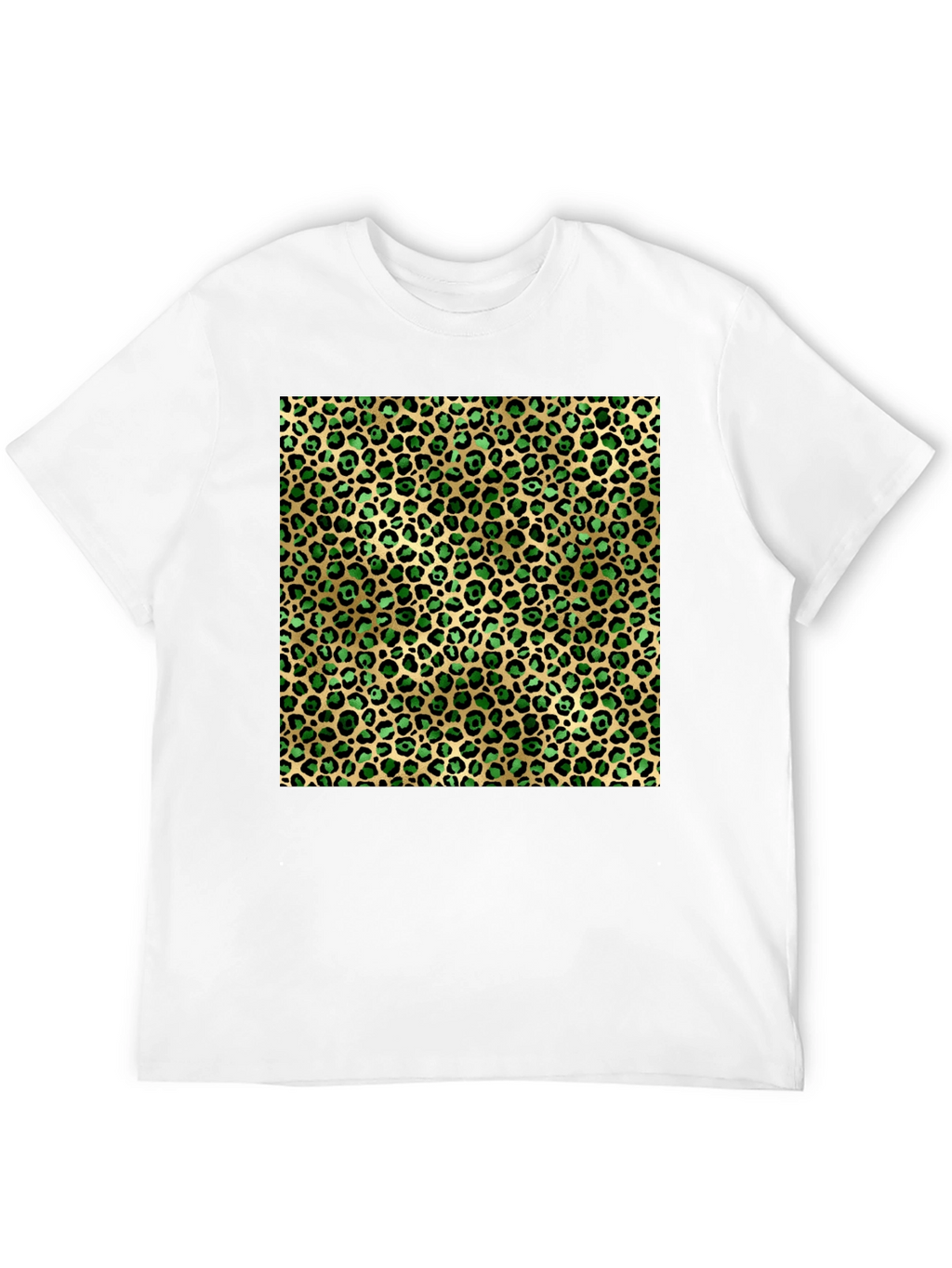 Green Leopard Print Crew Neck Tee
