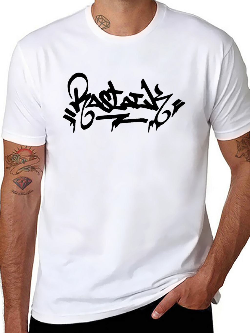 Urban Ink Tee: Black Graphic Print Crew Neck