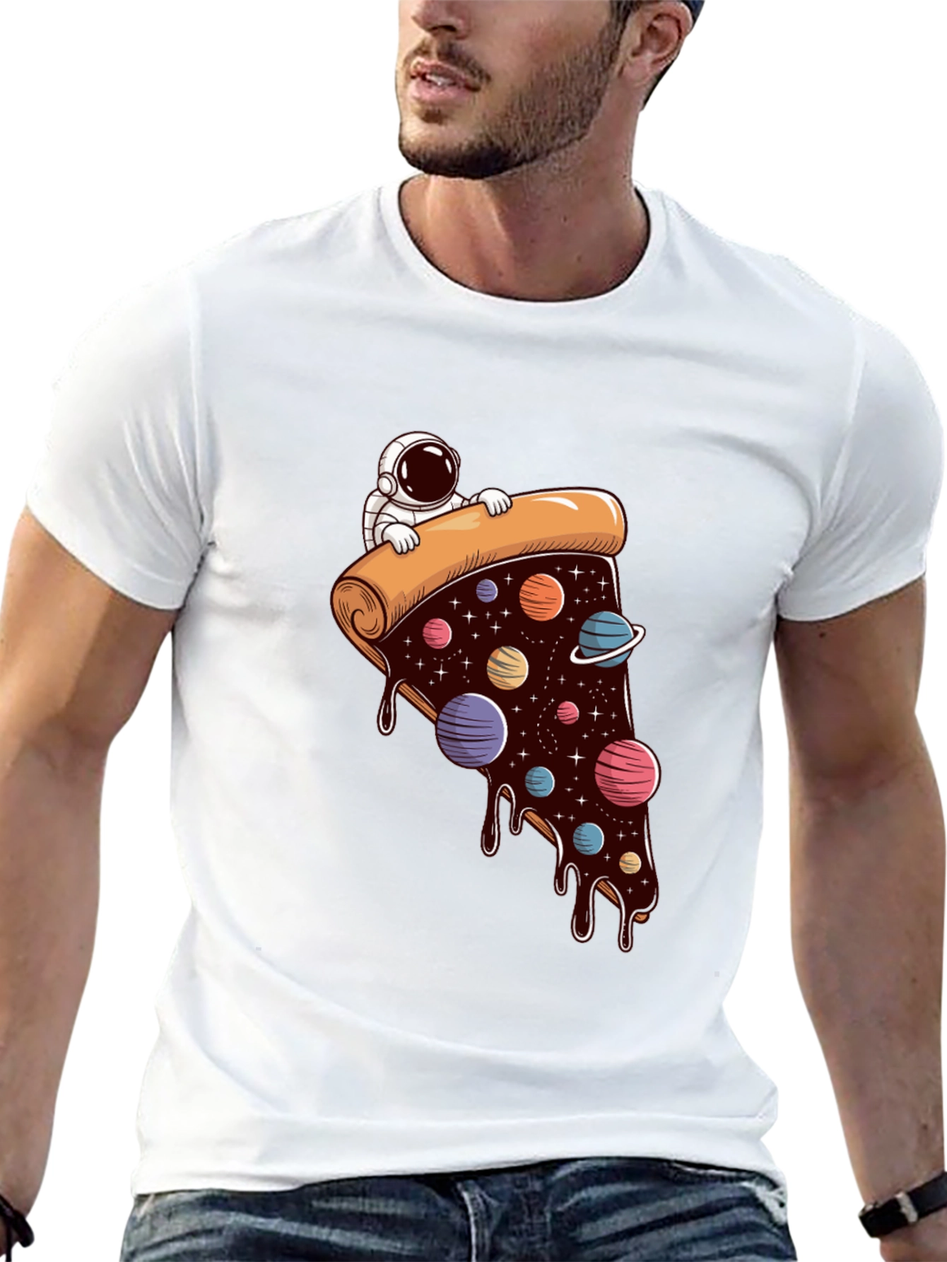 Cosmic Pizza T-Shirt - Astronaut Galaxy Slice Tee