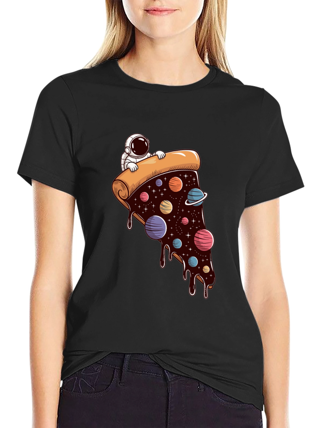 Cosmic Pizza T-Shirt - Astronaut Galaxy Slice Tee