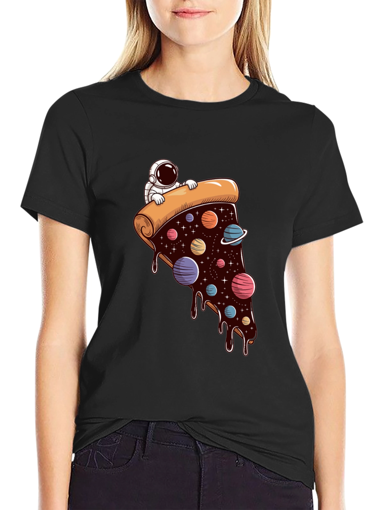 Cosmic Pizza T-Shirt - Astronaut Galaxy Slice Tee