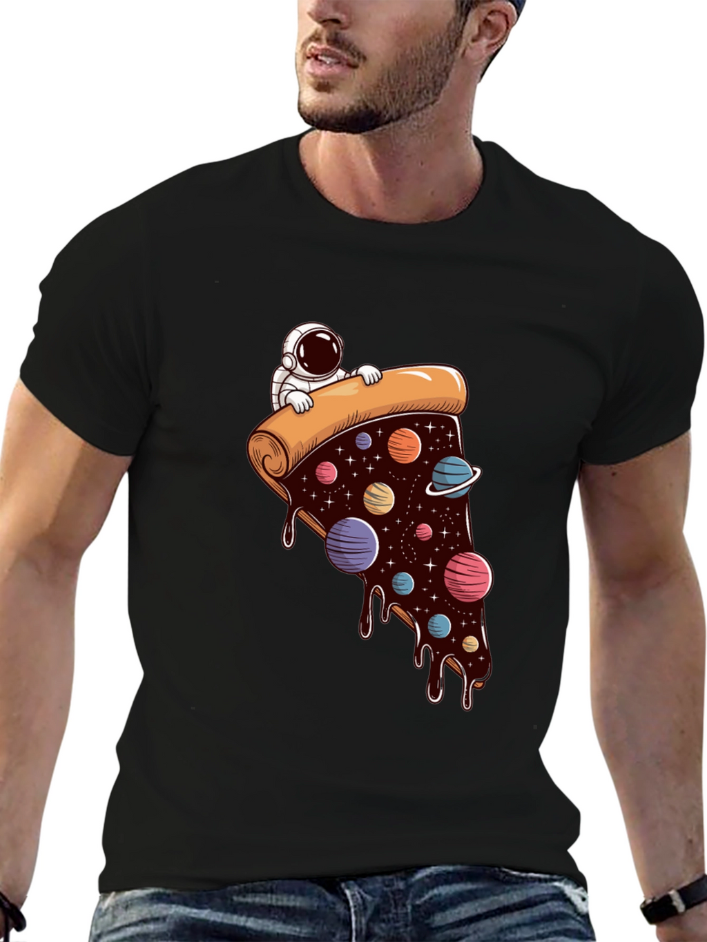 Cosmic Pizza T-Shirt - Astronaut Galaxy Slice Tee