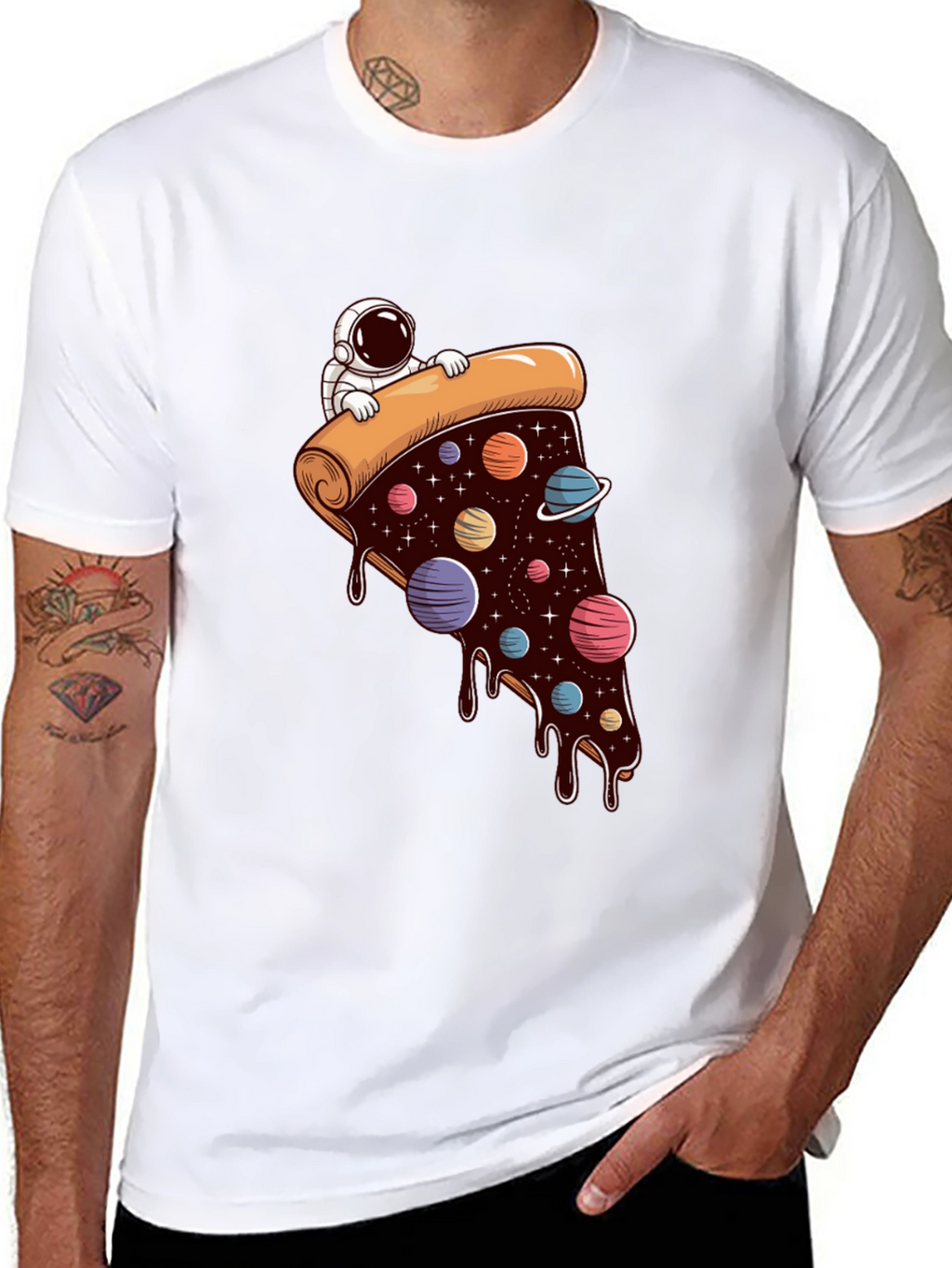 Cosmic Pizza T-Shirt - Astronaut Galaxy Slice Tee