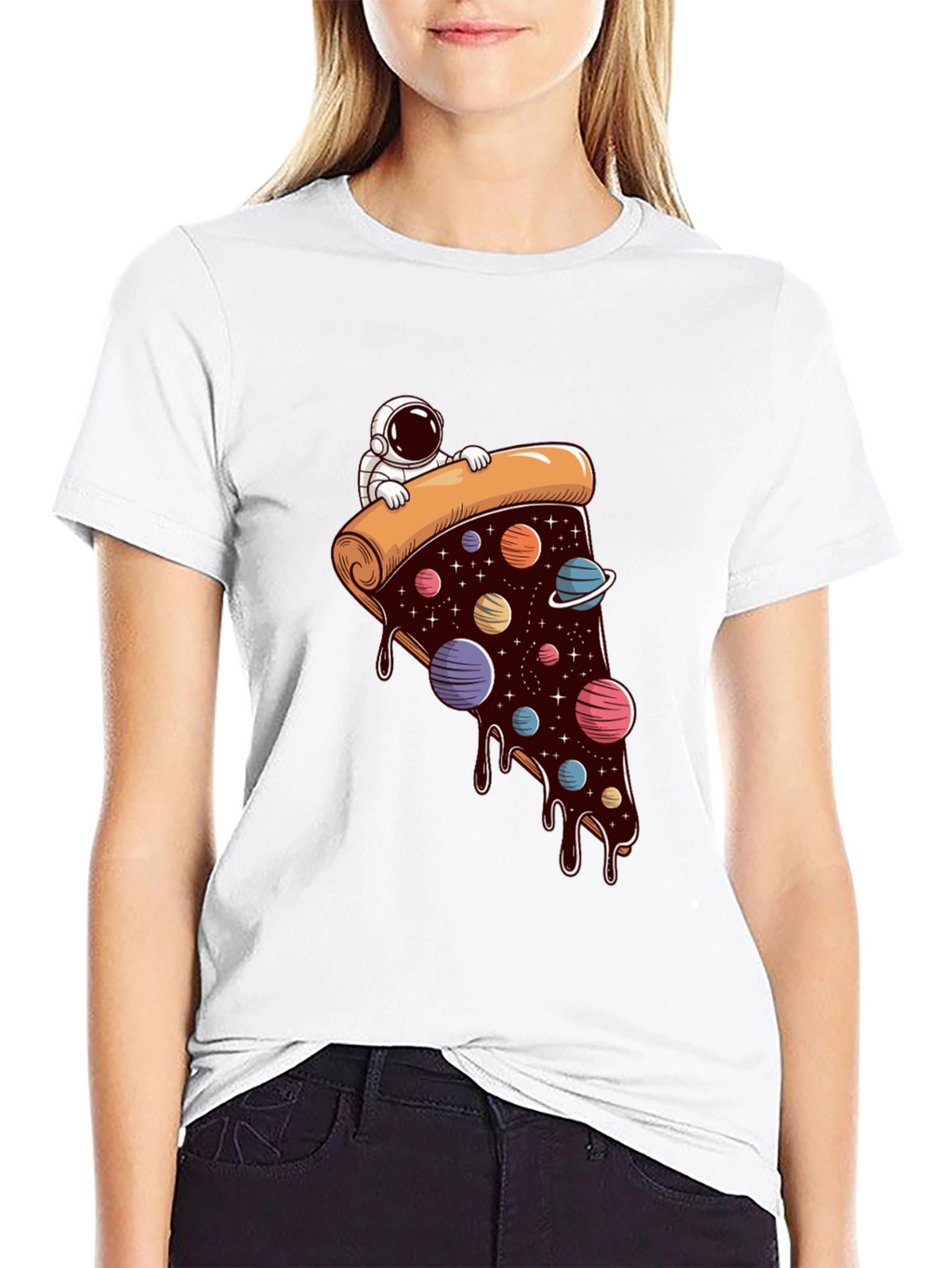 Cosmic Pizza T-Shirt - Astronaut Galaxy Slice Tee