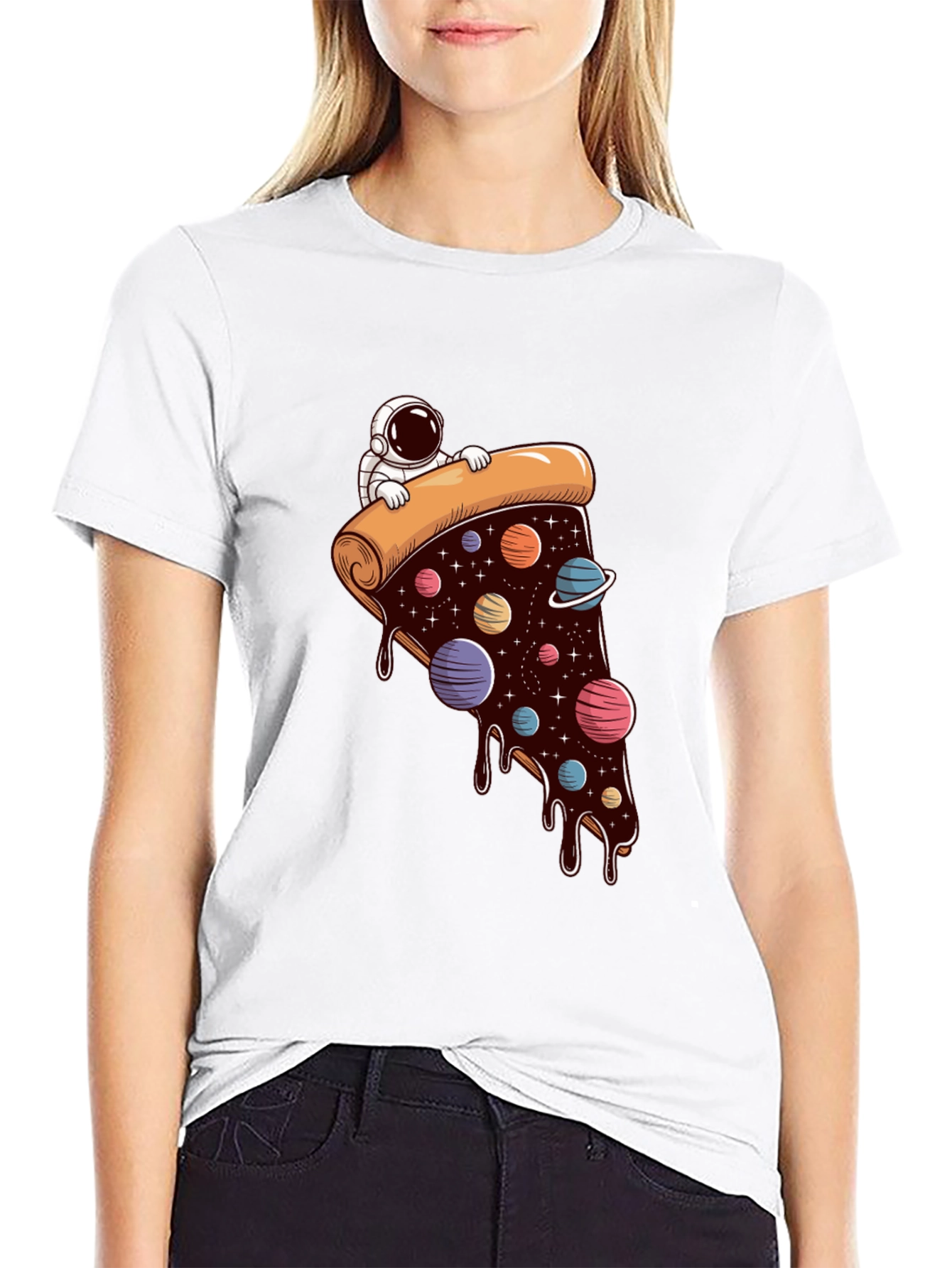 Cosmic Pizza T-Shirt - Astronaut Galaxy Slice Tee
