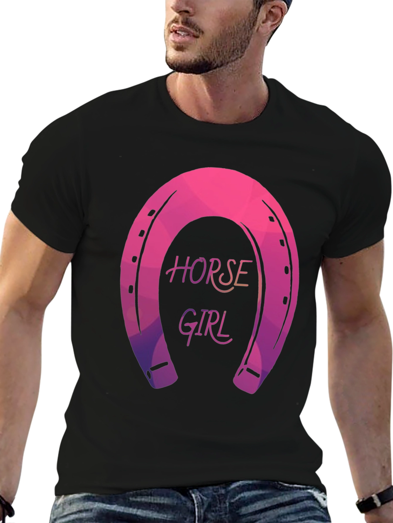 Horse Girl Graphic Tee - Stylish Horseshoe Design