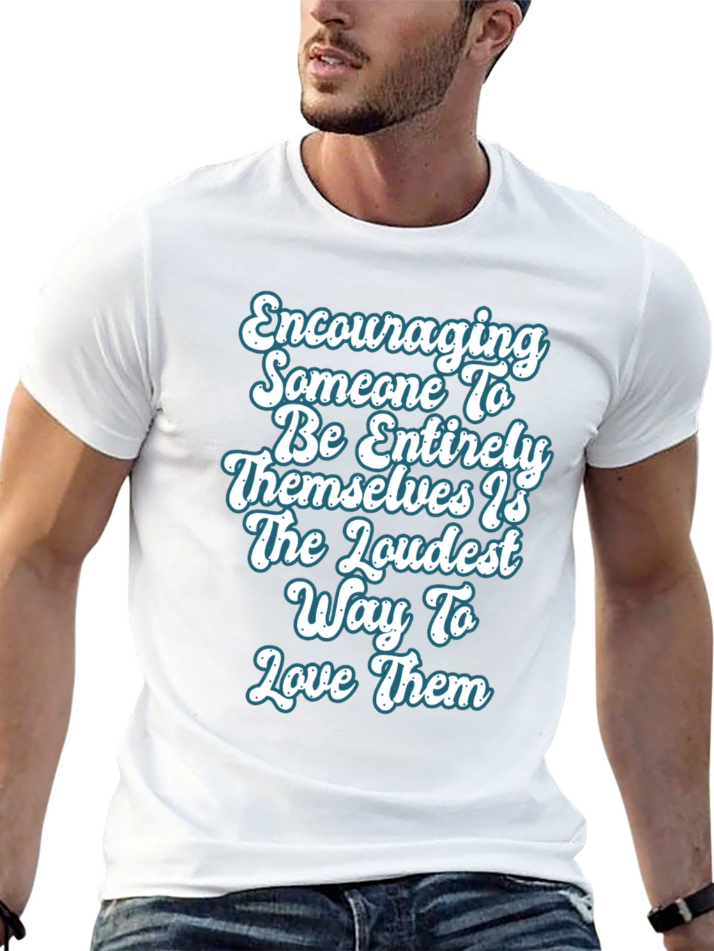 Encouraging T-Shirt Love Loudly Black Cotton